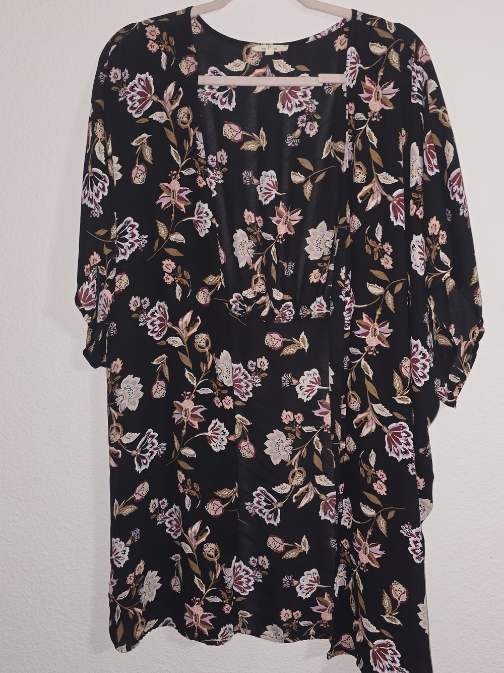 Maurices Black Midi Dress with Pink & Cream Floral Print